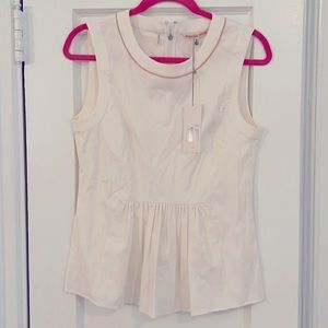 Rebecca Taylor White Sleeveless Peplum Top